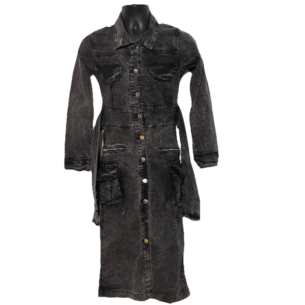 SpoonJeans Denim Sz L Measures (Ex Small)‎ Black Goth Coat Whimsigoth